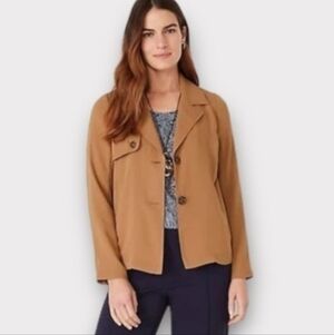 J Jill Tan Wearever Easy Care Trench Saffron Jacket Petite L